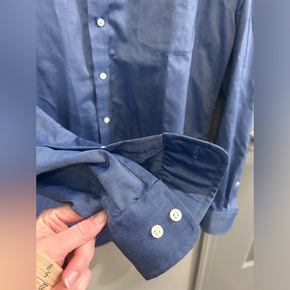 Lands End Button Down Shirt Mens 16-36 Tall Supima Cotton Traditional Fit Blue - Picture 6 of 9